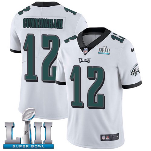 Nike Eagles 12 Randall Cunningham White 2018 Super Bowl LII Youth Vapor Untouchable Limited Jersey