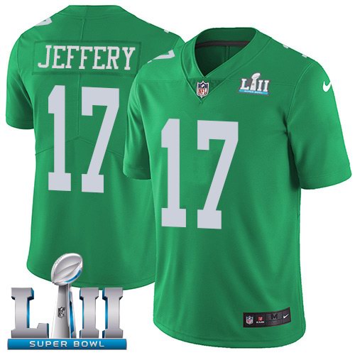 Nike Eagles 17 Alshon Jeffery Green 2018 Super Bowl LII Youth Corlor Rush Limited Jersey