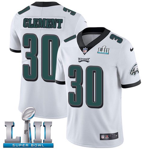 Nike Eagles 30 Corey Clement White 2018 Super Bowl LII Youth Vapor Untouchable Limited Jersey