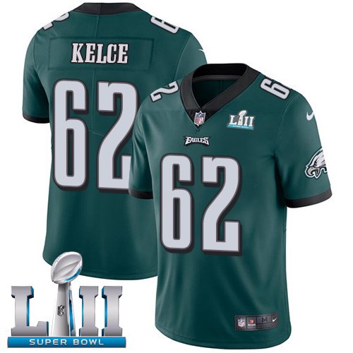 Nike Eagles 62 Jason Kelce Green 2018 Super Bowl LII Vapor Untouchable Limited Jersey