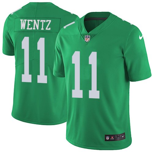 Nike Eagles 11 Carson Wentz Green Youth Color Rush Limited Jersey - Click Image to Close
