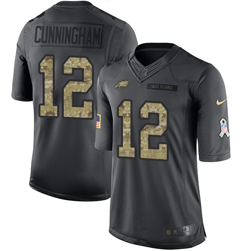 Nike Eagles 12 Randall Cunningham Anthracite Camo Salute To Service Limited Jersey