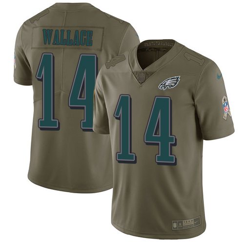 Nike Eagles 14 Mike Wallace Olive Salute To Service Limited Jersey