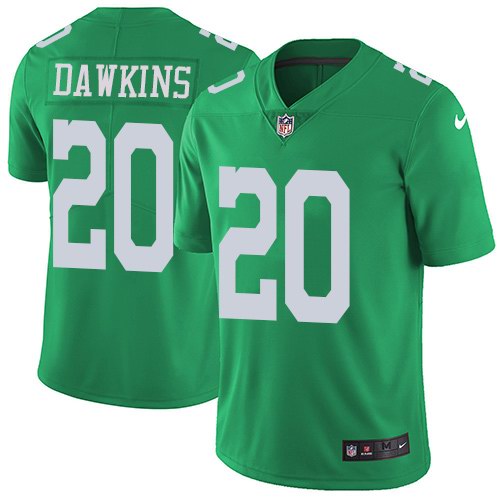 Nike Eagles 20 Brian Dawkins Green Color Rush Limited Jersey