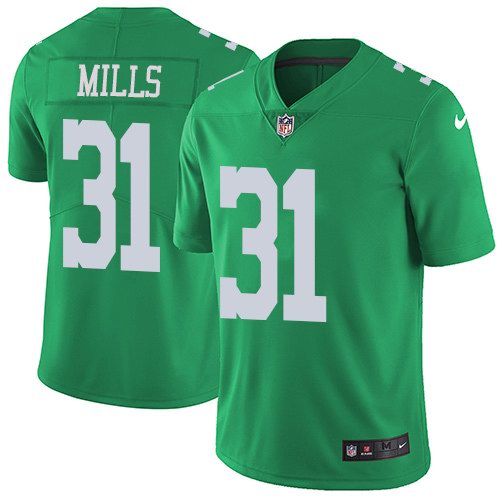 Nike Eagles 31 Jalen Mills Green Youth Color Rush Limited Jersey - Click Image to Close