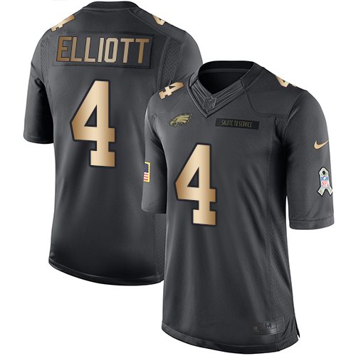 Nike Eagles 4 Jake Elliott Anthracite Gold Salute To Service Limited Jersey