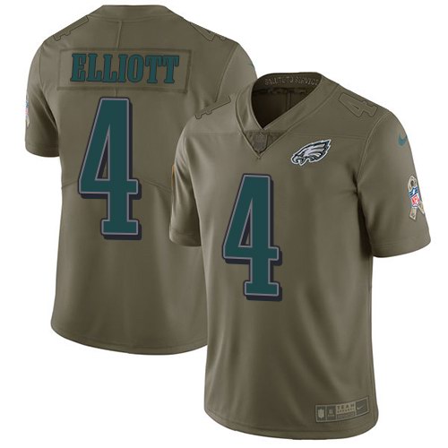 Nike Eagles 4 Jake Elliott Olive Salute To Service Limited Jersey