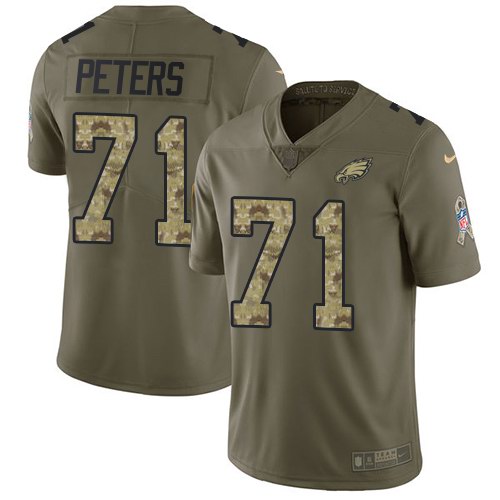 Nike Eagles 71 Jason Peters Olive Camo Salute To Service Limited Jersey