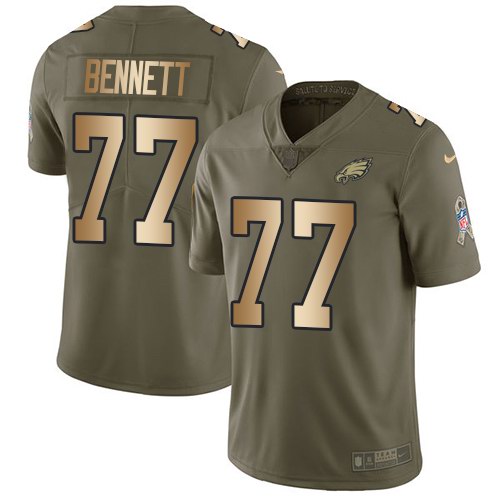 Nike Eagles 77 Michael Bennett Olive Gold Salute To Service Limited Jersey