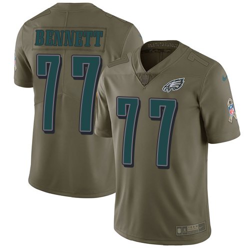 Nike Eagles 77 Michael Bennett Olive Salute To Service Limited Jersey
