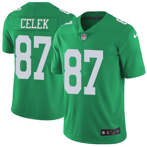 Nike Eagles 87 Brent Celek Green Color Rush Limited Jersey