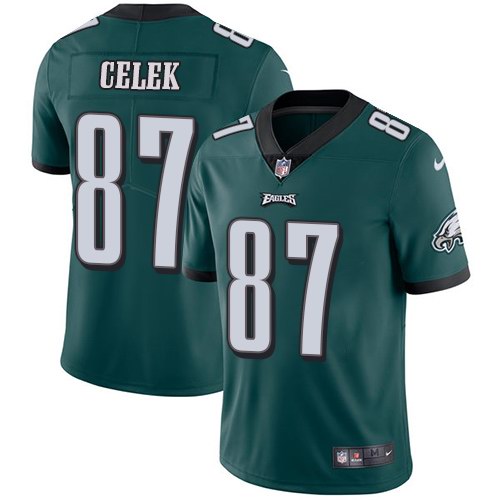 Nike Eagles 87 Brent Celek Green Vapor Untouchable Limited Jersey - Click Image to Close