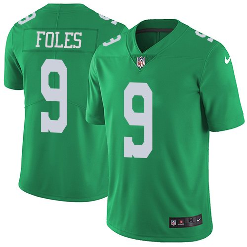 Nike Eagles 9 Nick Foles Green Youth Color Rush Limited Jersey - Click Image to Close