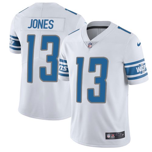 Nike Lions 13 T J Jones White Vapor Untouchable Limited Jersey