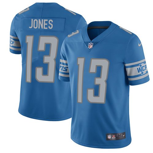 Nike Lions 13 T.J. Jones Blue Vapor Untouchable Limited Jersey