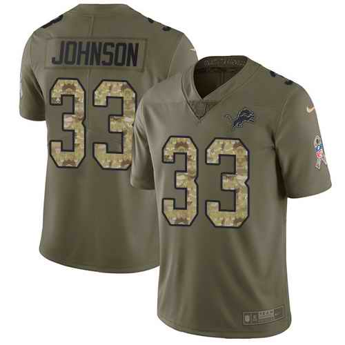 Nike Lions 33 Kerryon Johnson Olive Camo Salute To Service Limited Jersey