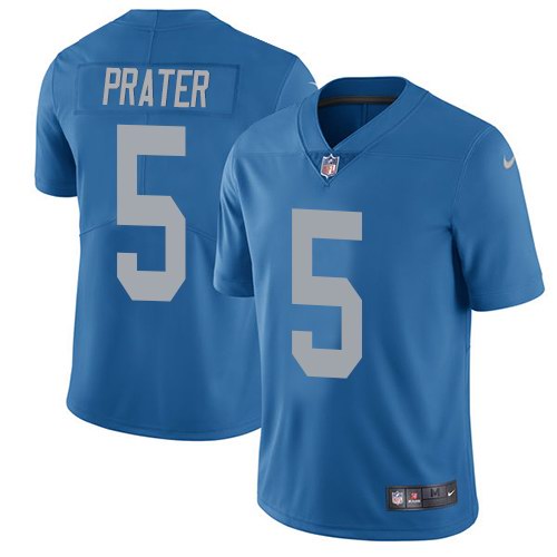 Nike Lions 5 Matt Prater Blue Throwback Youth Vapor Untouchable Limited Jersey