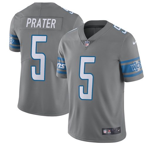 Nike Lions 5 Matt Prater Gray Color Rush Limited Jersey