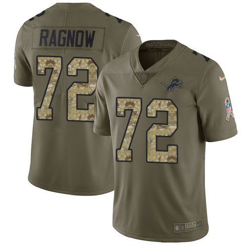 Nike Lions 72 Frank Ragnow Olive Camo Salute To Service Limited Jersey