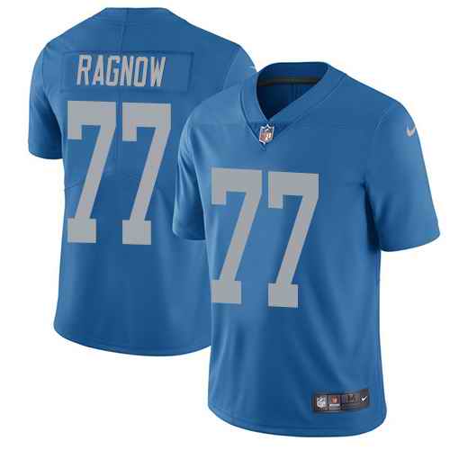 Nike Lions 77 Frank Ragnow Blue Throwback Vapor Untouchable Limited Jersey