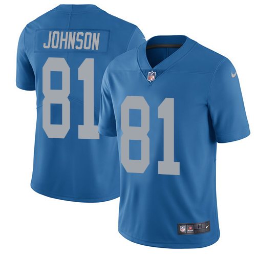 Nike Lions 81 Calvin Johnson Blue Throwback Youth Vapor Untouchable Limited Jersey