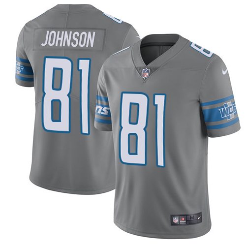 Nike Lions 81 Calvin Johnson Gray Youth Color Rush Limited Jersey