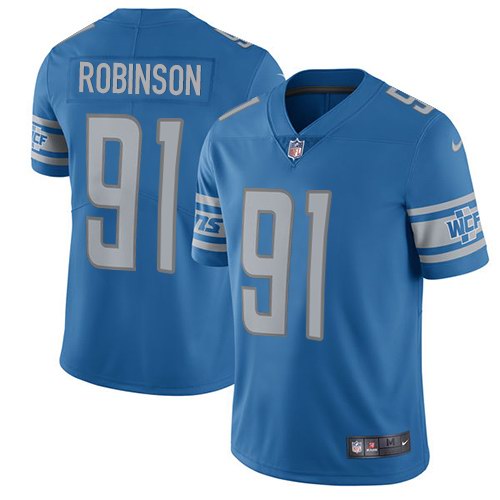 Nike Lions 91 A'Shawn Robinson Blue Vapor Untouchable Limited Jersey - Click Image to Close