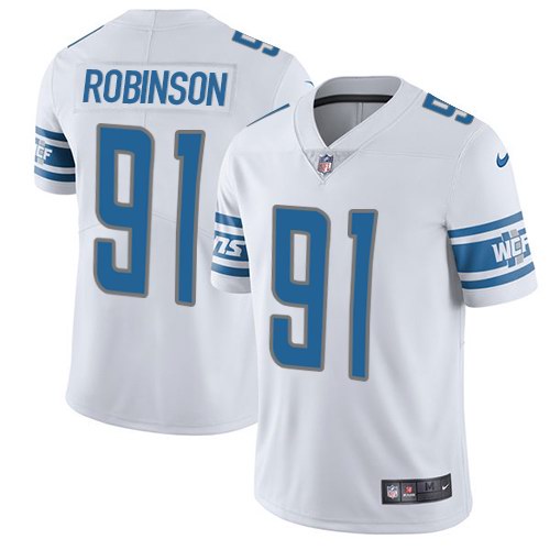 Nike Lions 91 A'Shawn Robinson White Vapor Untouchable Limited Jersey