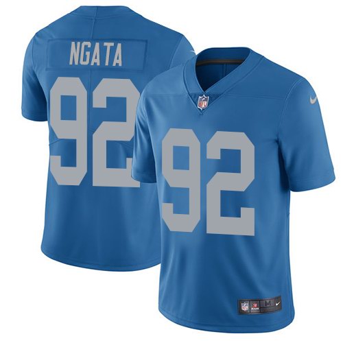 Nike Lions 92 Haloti Ngata Blue Throwback Vapor Untouchable Limited Jersey