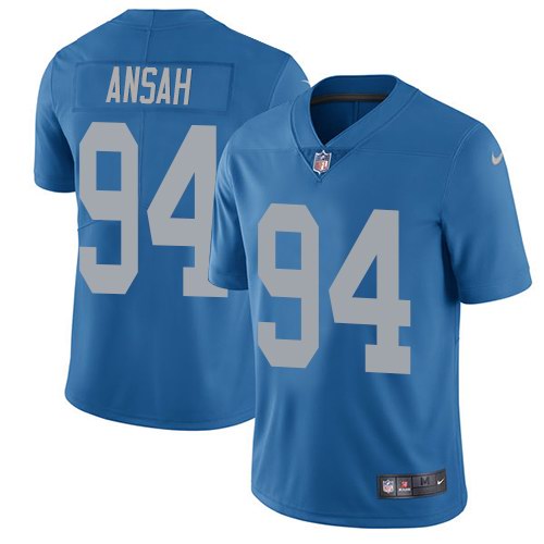 Nike Lions 94 Ziggy Ansah Blue Throwback Youth Vapor Untouchable Limited Jersey