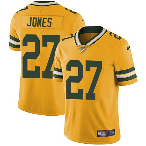Nike Packers 27 Josh Jones Yellow Youth Vapor Untouchable Limited Jersey