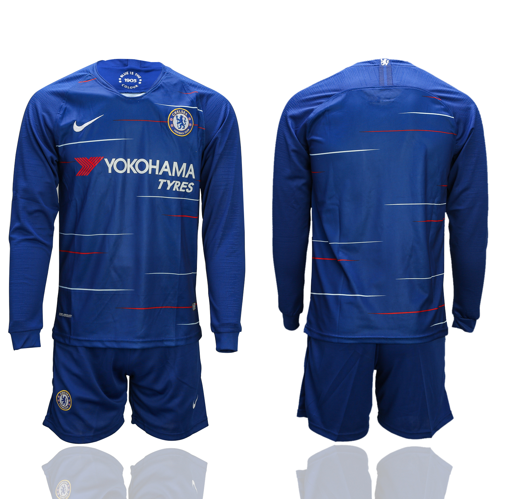 2018-19 Chelsea Home Long Sleeve Soccer Jersey - Click Image to Close