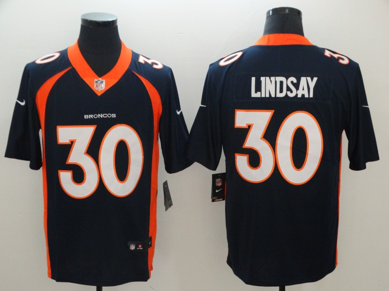 Nike Broncos 30 Phillip Lindsay Navy Vapor Untouchable Limited Jersey