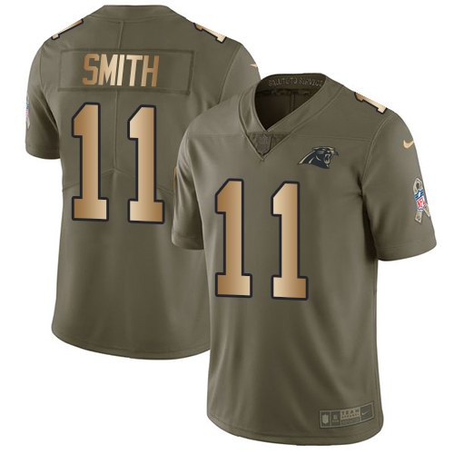 Nike Panthers 11 Torrey Smith Olive Gold Salute To Service Limited Jersey