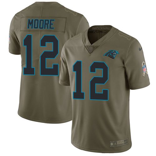 Nike Panthers 12 D. J. Moore Moore Olive Salute To Service Limited Jersey