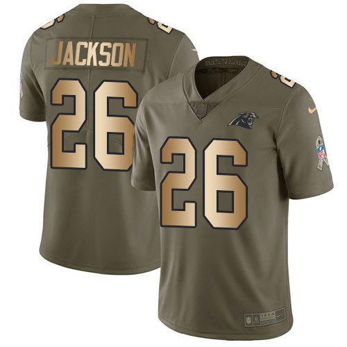 Nike Panthers 26 Donte Jackson Olive Gold Salute To Service Limited Jersey