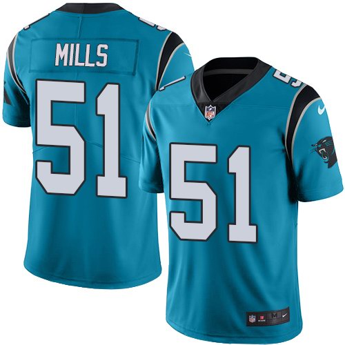Nike Panthers 51 Sam Mills Blue Youth Vapor Untouchable Limited Jersey