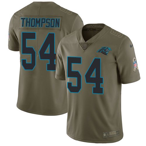 Nike Panthers 54 Shaq Thompson Olive Salute To Service Limited Jersey - Click Image to Close