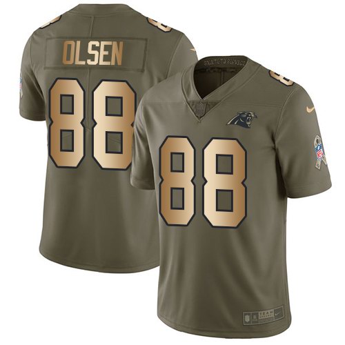 Nike Panthers 88 Greg Olsen Olive Gold Salute To Service Limited Jersey