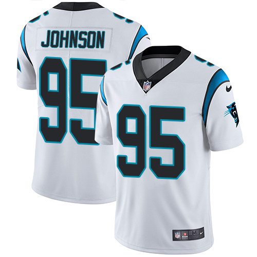 Nike Panthers 95 Charles Johnson White Vapor Untouchable Limited Jersey - Click Image to Close