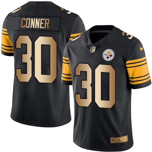 Nike Steelers 30 James Conner Black Gold Color Rush Limited Jersey