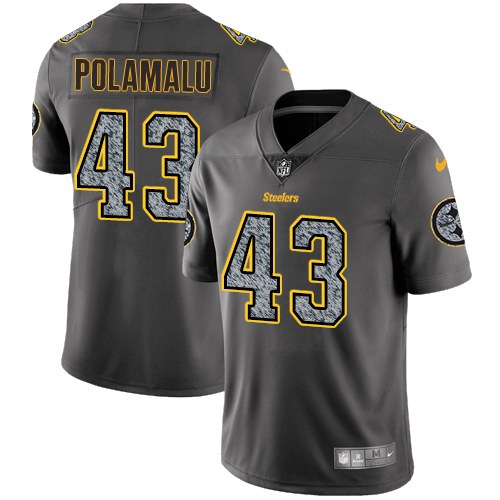 Nike Steelers 43 Troy Polamalu Gray Static Vapor Untouchable Limited Jersey