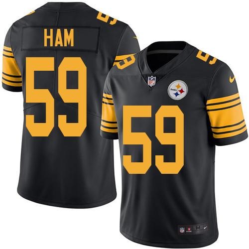 Nike Steelers 59 Jack Ham Black Youth Color Rush Limited Jersey