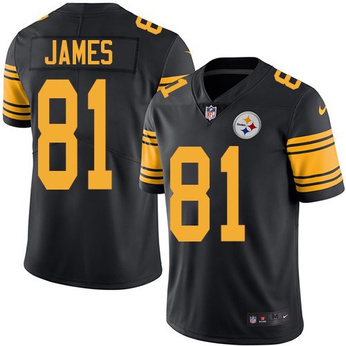 Nike Steelers 81 Jesse James Black Youth Color Rush Limited Jersey