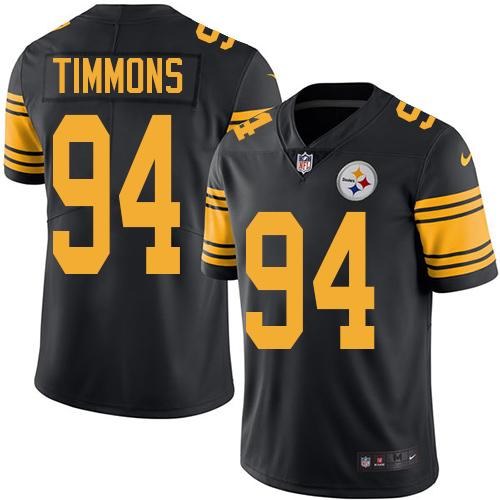 Nike Steelers 94 Lawrence Timmons Black Color Rush Limited Jersey - Click Image to Close