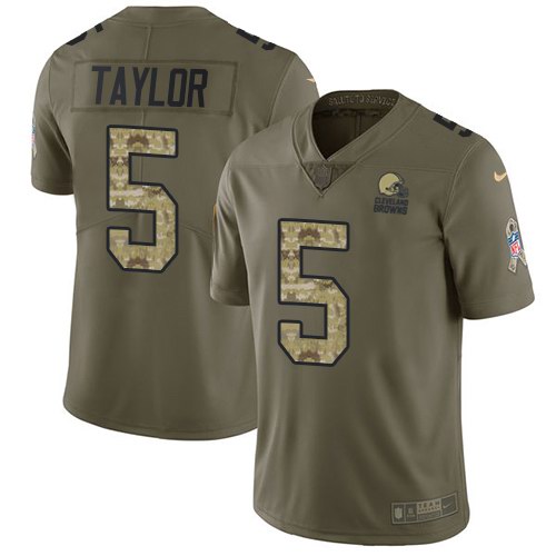 Nike Browns 5 Tyrod Taylor Olive Camo Salute To Service Limited Jersey
