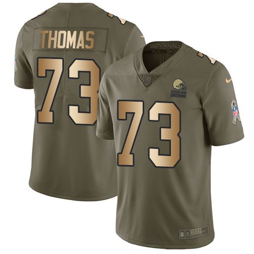 Nike Browns 73 Joe Thomas Olive Gold Salute To Service Limited Jersey