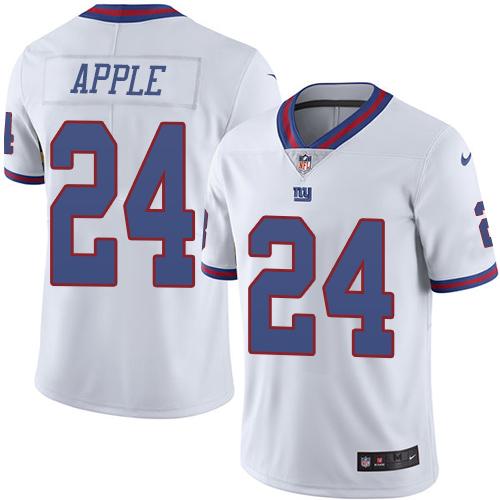 Nike Giants 24 Eli Apple White Color Rush Limited Jersey