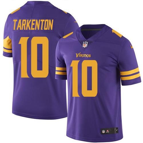 Nike Vikings 10 Fran Tarkenton Purple Youth Color Rush Limited Jersey - Click Image to Close