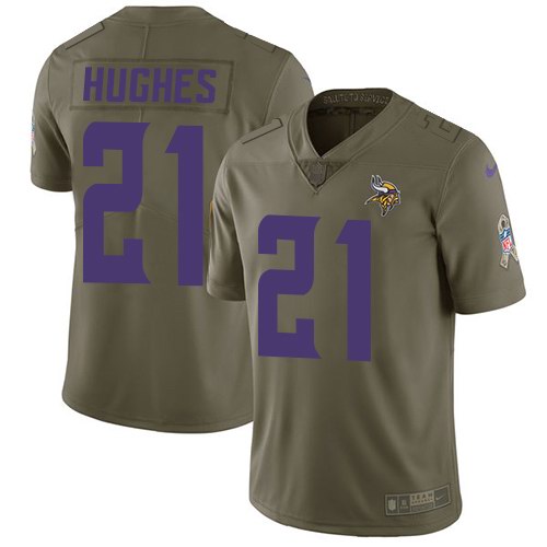 Nike Vikings 21 Mike Hughes Olive Salute To Service Limited Jersey